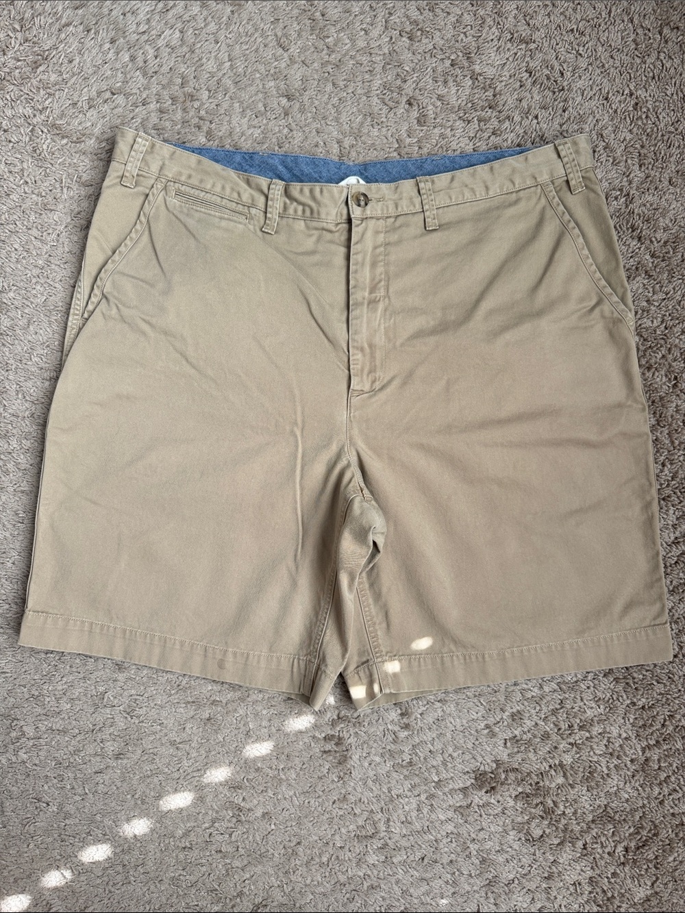 Polo by Ralph Lauren Khaki Flat Front Men's Shorts with Blue Waist Lining